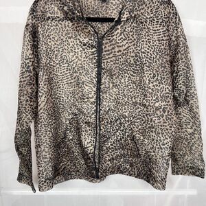 Vintage Y2K sheer cheetah print hoodie sz Sm indie sleeze rave gorpcore